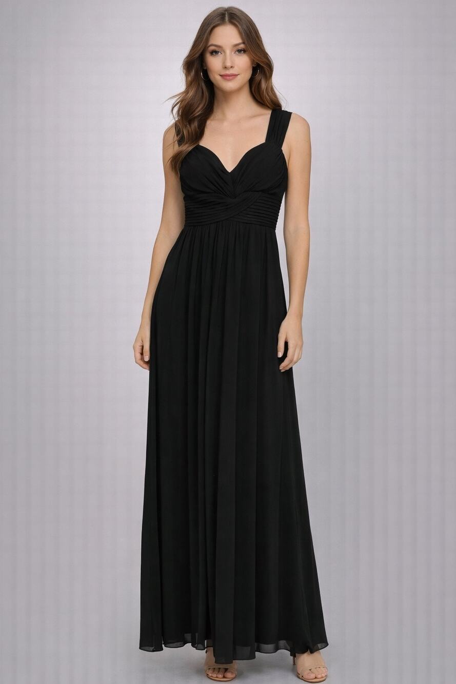 Lulus Black Maxi Dress Women's Large Ruched Empire Waist Formal Evening Gown